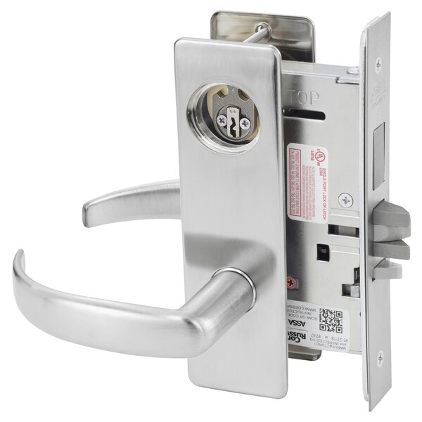 Classroom Security Mortise Lock, PS Lever, M Escutcheon, Satin Stainless Steel
